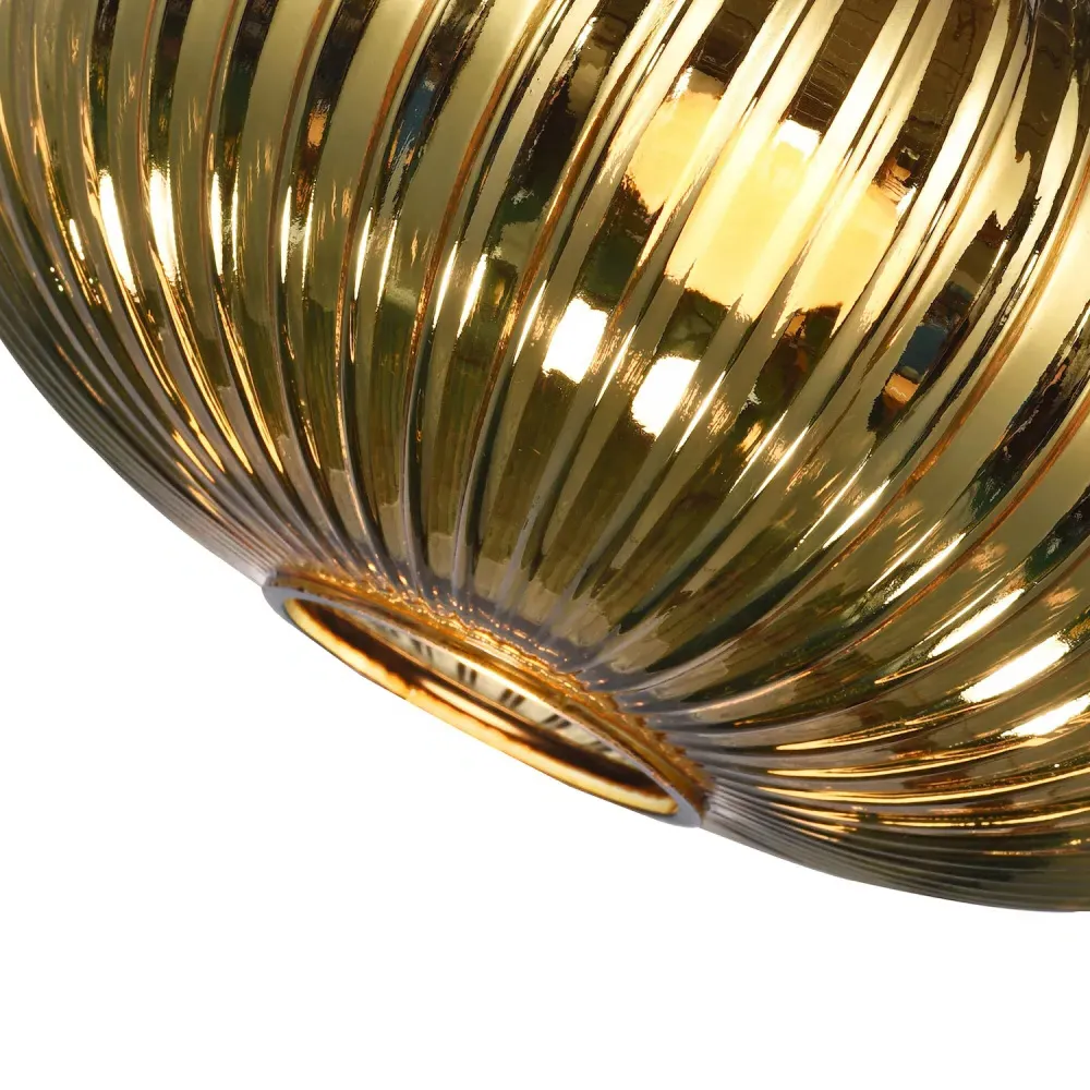 Oval Pendant Shade with Line Ribbed - Gold, Glass