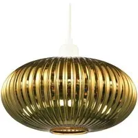 Oval Pendant Shade with Line Ribbed - Gold, Glass