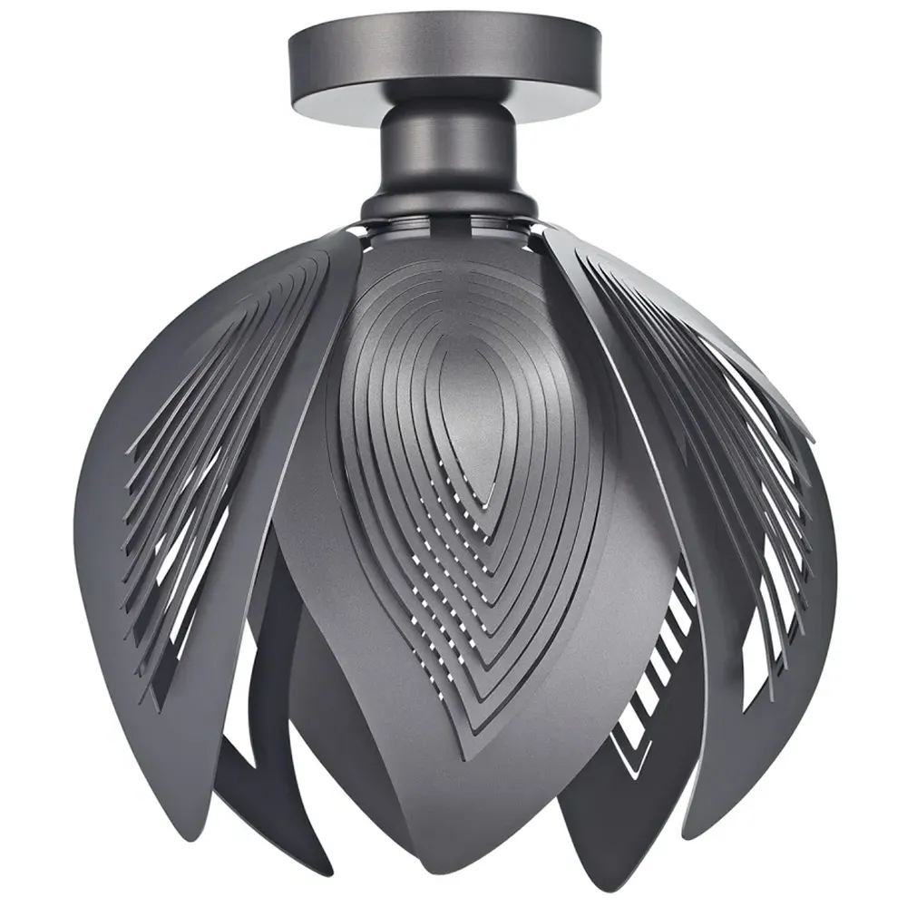Pearl Grey Semi Flush Ceiling Light with Large Leaves