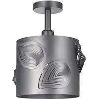 Pearl Grey Semi Flush Ceiling Light with Laser Cut Leaves