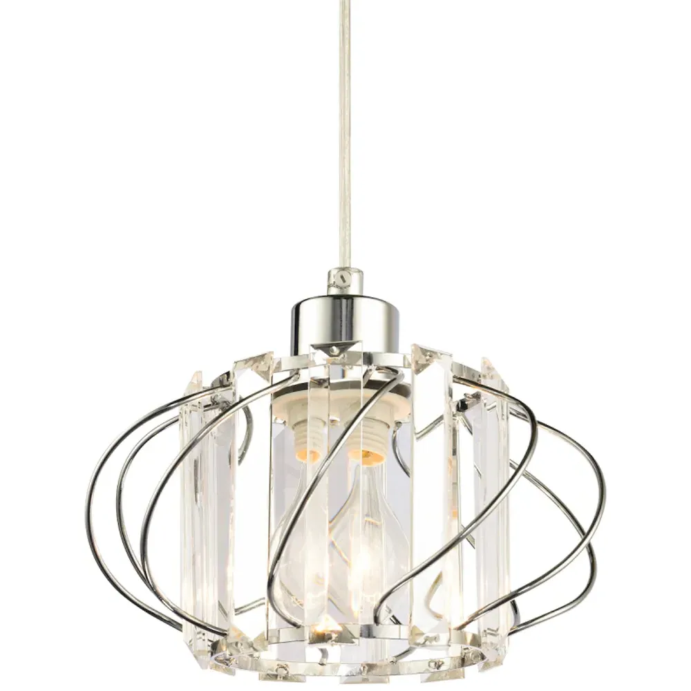 Pendant Lamp Shade with Acrylic Prism - Silver, Metal