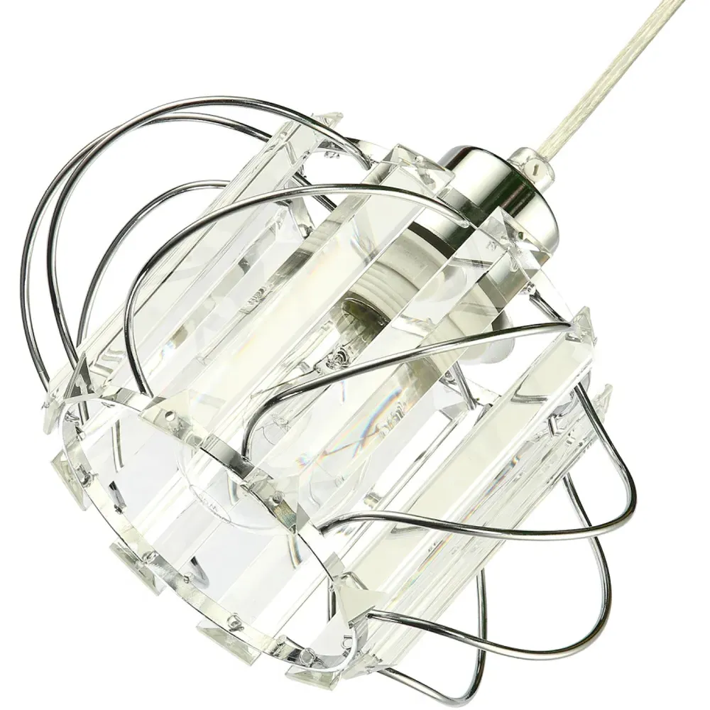 Pendant Lamp Shade with Acrylic Prism - Silver, Metal