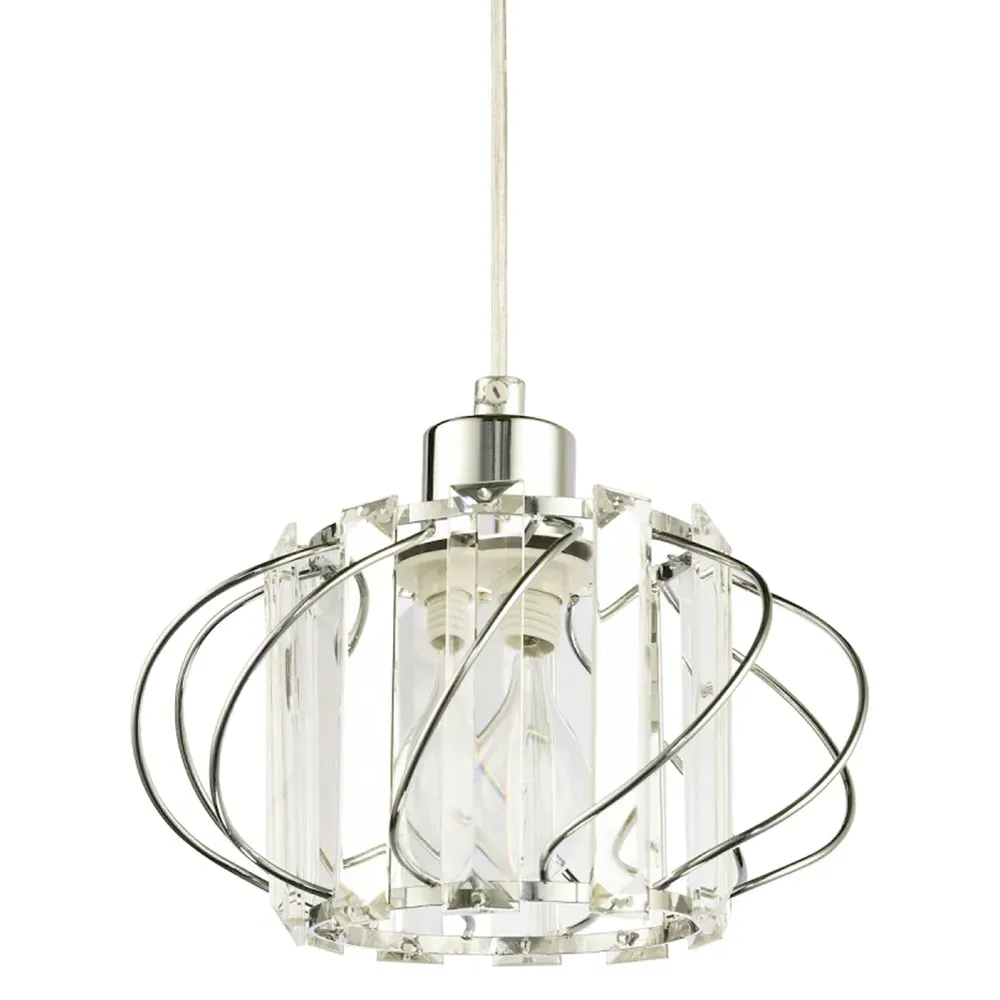 Pendant Lamp Shade with Acrylic Prism - Silver, Metal