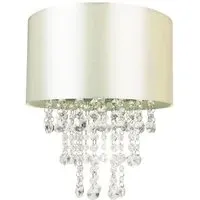 Pendant Light Shade with Crystal Droplets - Cream, Satin