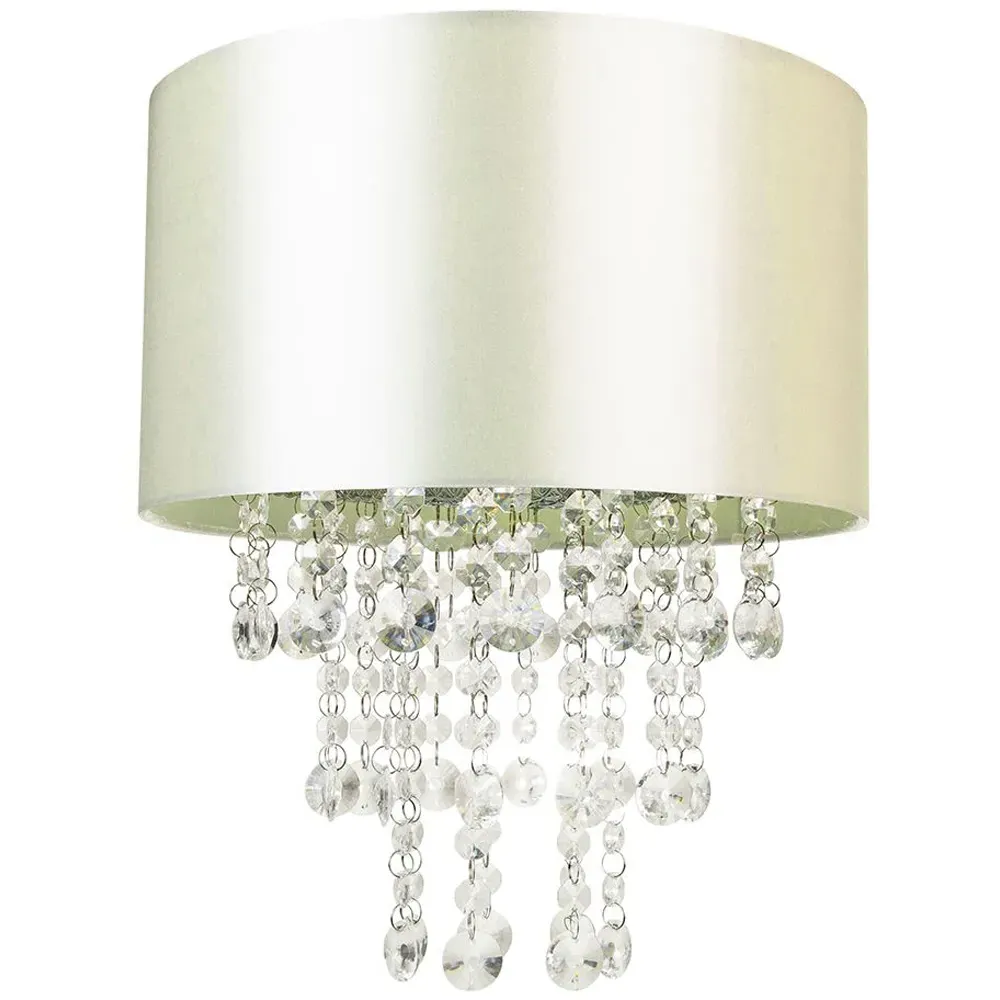 Pendant Light Shade with Crystal Droplets - Cream, Satin image