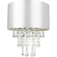 Pendant Light Shade with Crystal Droplets - Grey, Satin