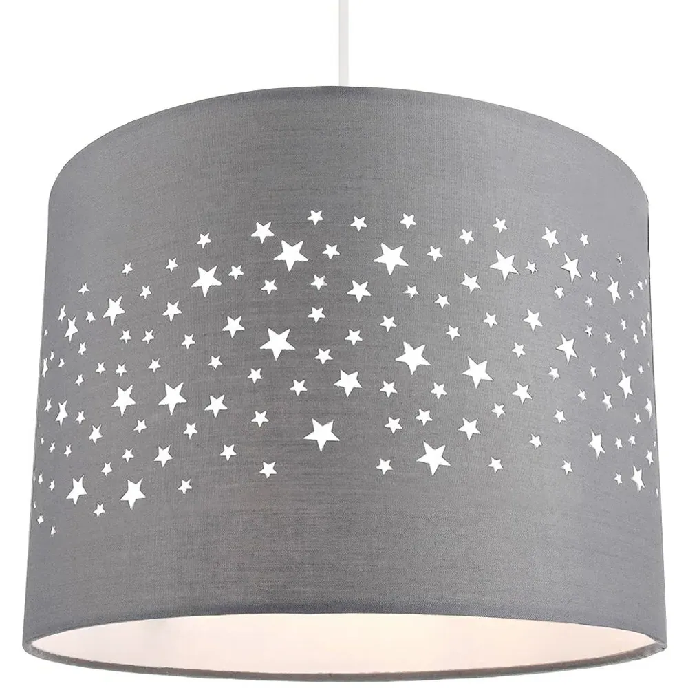 Pendant Shade with Stars - Grey, Cotton