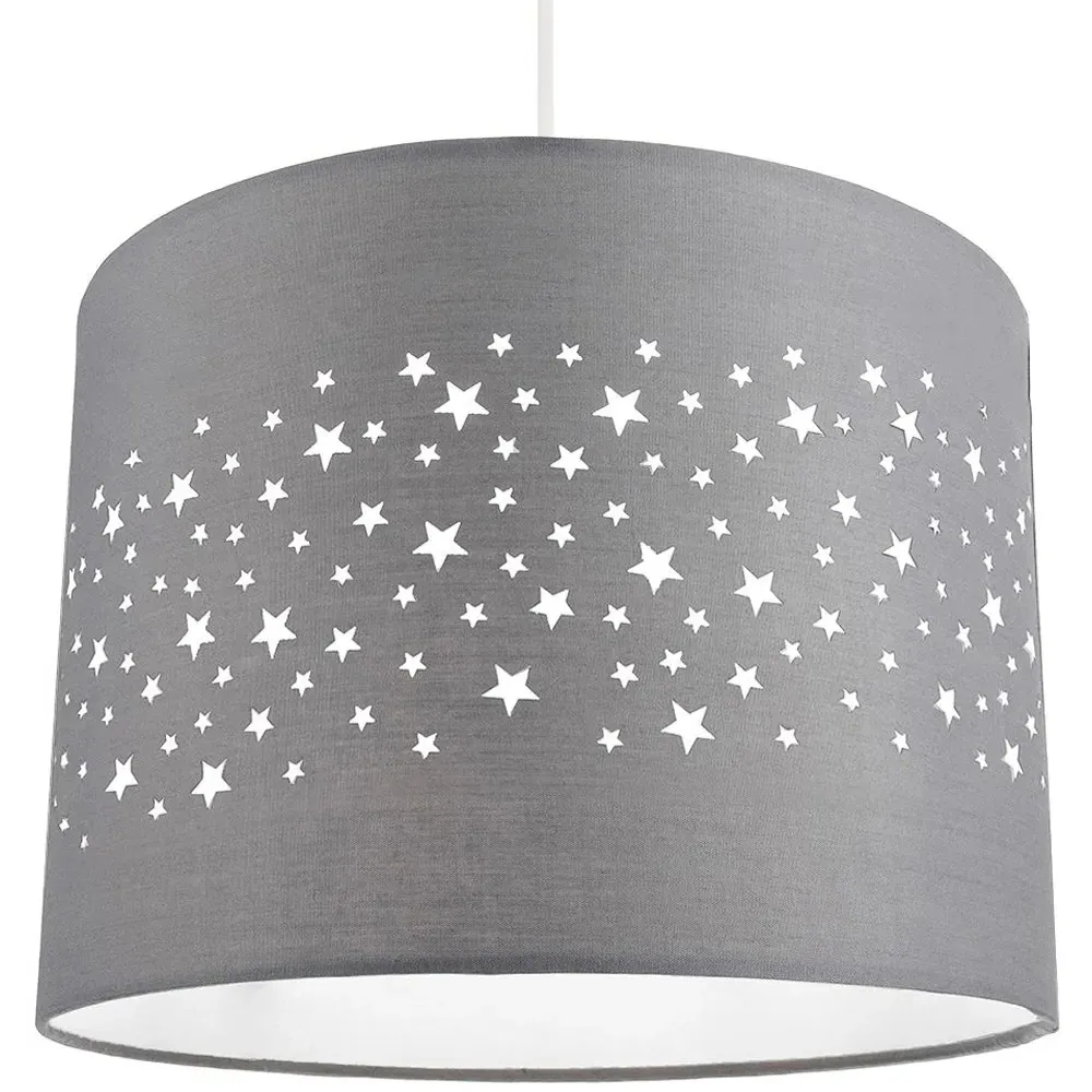 Pendant Shade with Stars - Grey, Cotton