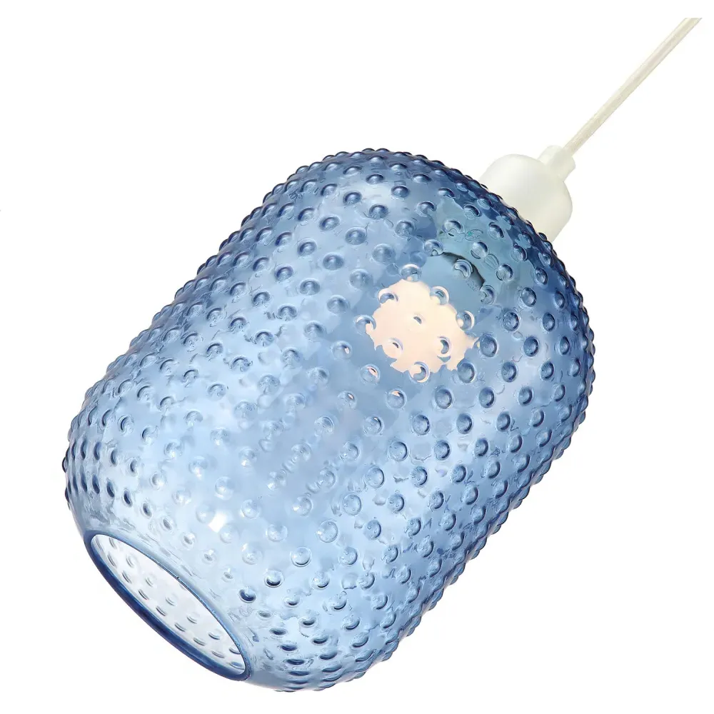 Rectangular Dimpled Glass Pendant Shade - Navy Blue