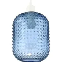 Rectangular Dimpled Glass Pendant Shade - Navy Blue