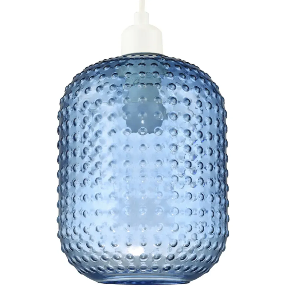 Rectangular Dimpled Glass Pendant Shade - Navy Blue image
