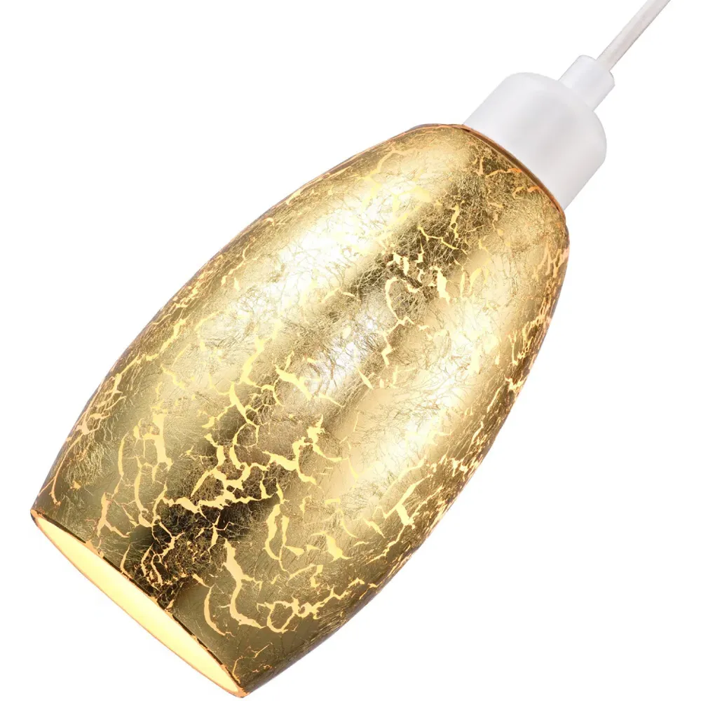 Rectangular Pendant Shade with Foil Print - Gold, Glass