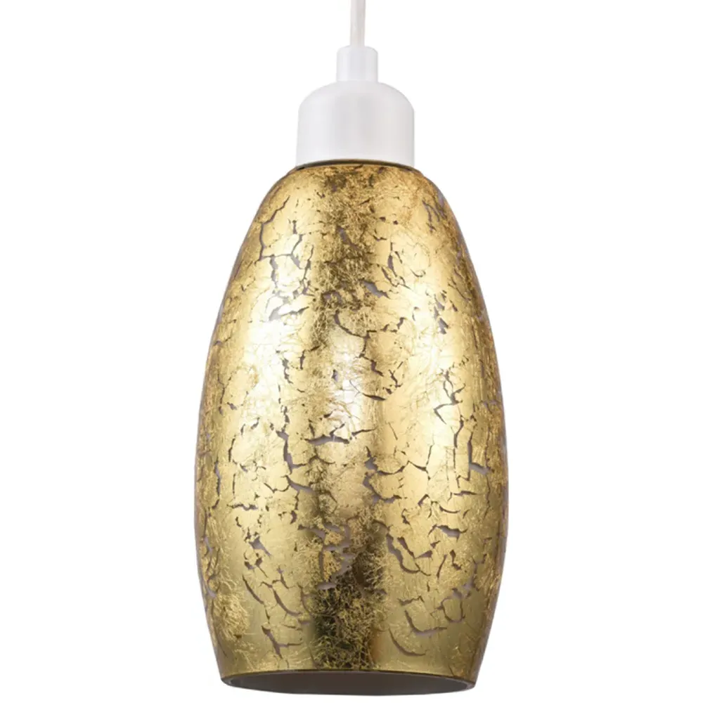 Rectangular Pendant Shade with Foil Print - Gold, Glass image