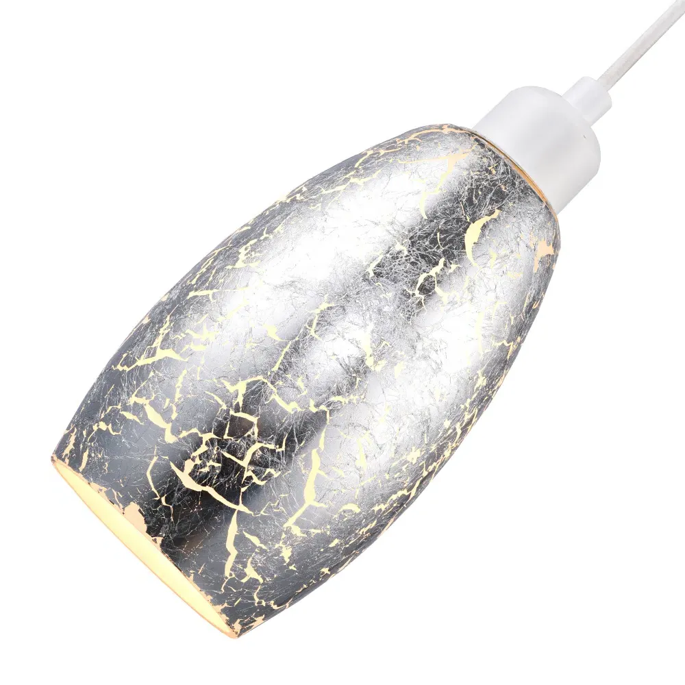 Rectangular Pendant Shade with Foil Print - Silver, Glass
