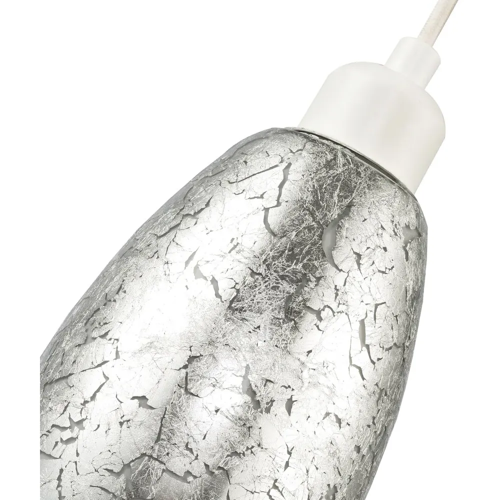 Rectangular Pendant Shade with Foil Print - Silver, Glass