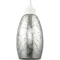 Rectangular Pendant Shade with Foil Print - Silver, Glass