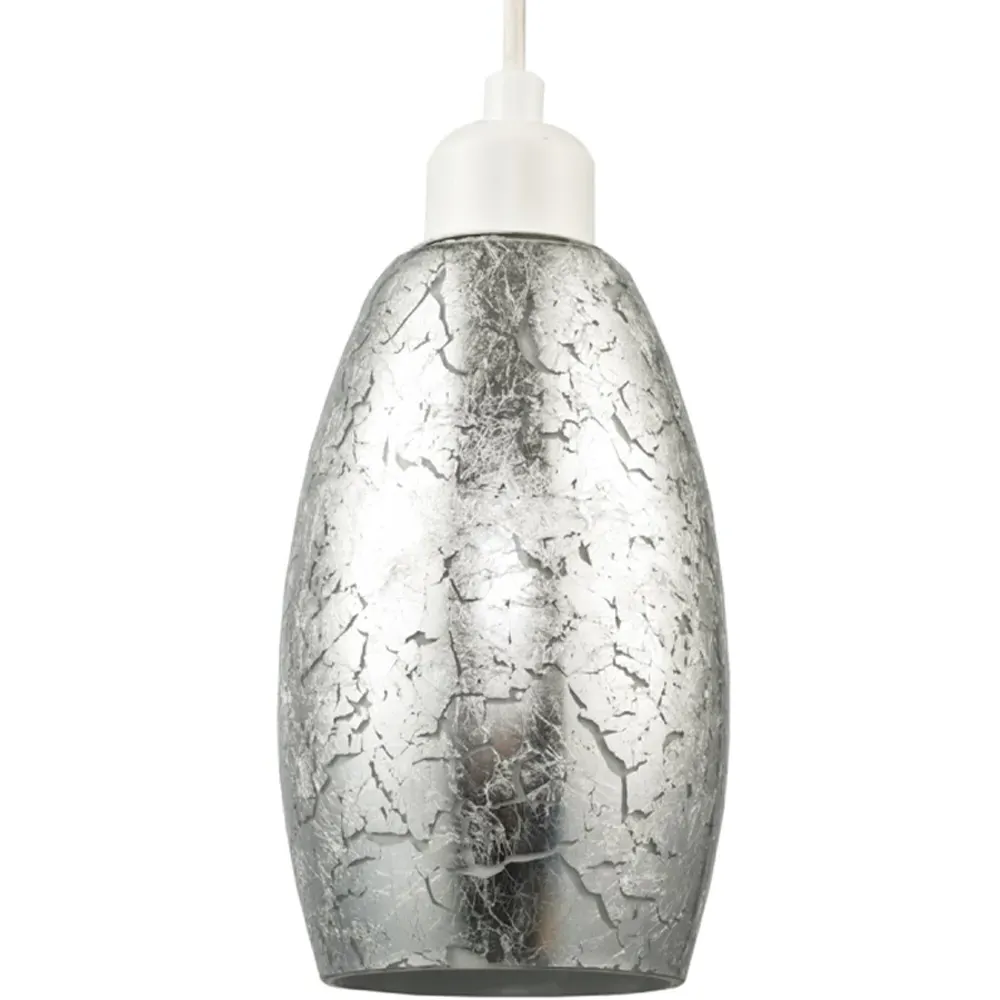 Rectangular Pendant Shade with Foil Print - Silver, Glass