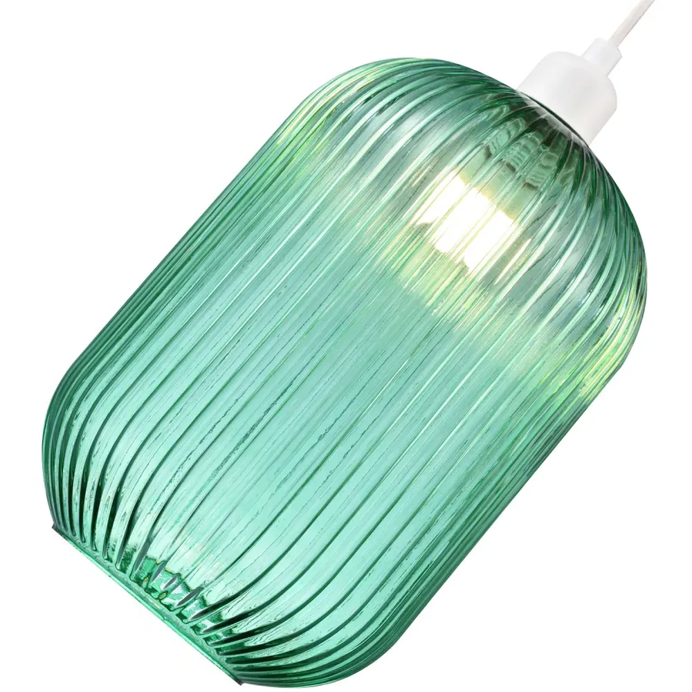 Ribbed Glass Pendant Shade - Green