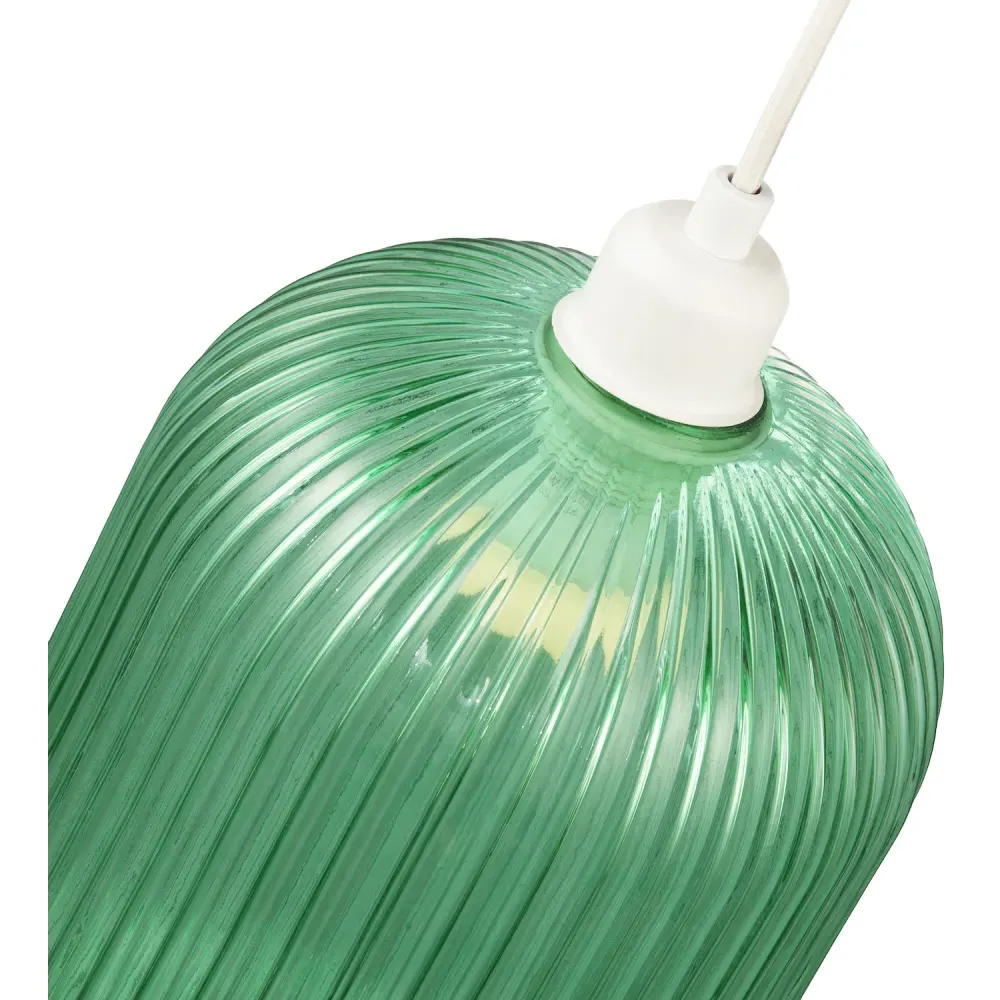 Ribbed Glass Pendant Shade - Green