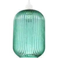 Ribbed Glass Pendant Shade - Green