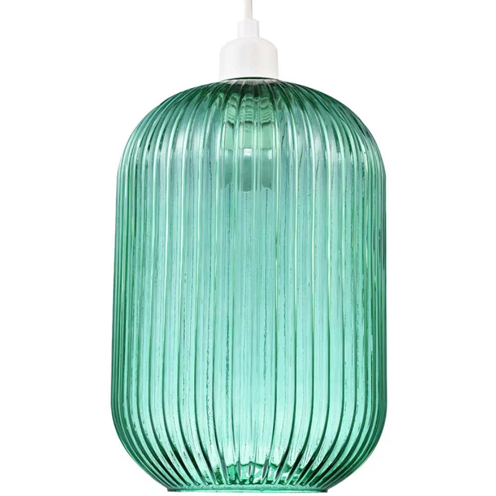 Ribbed Glass Pendant Shade - Green