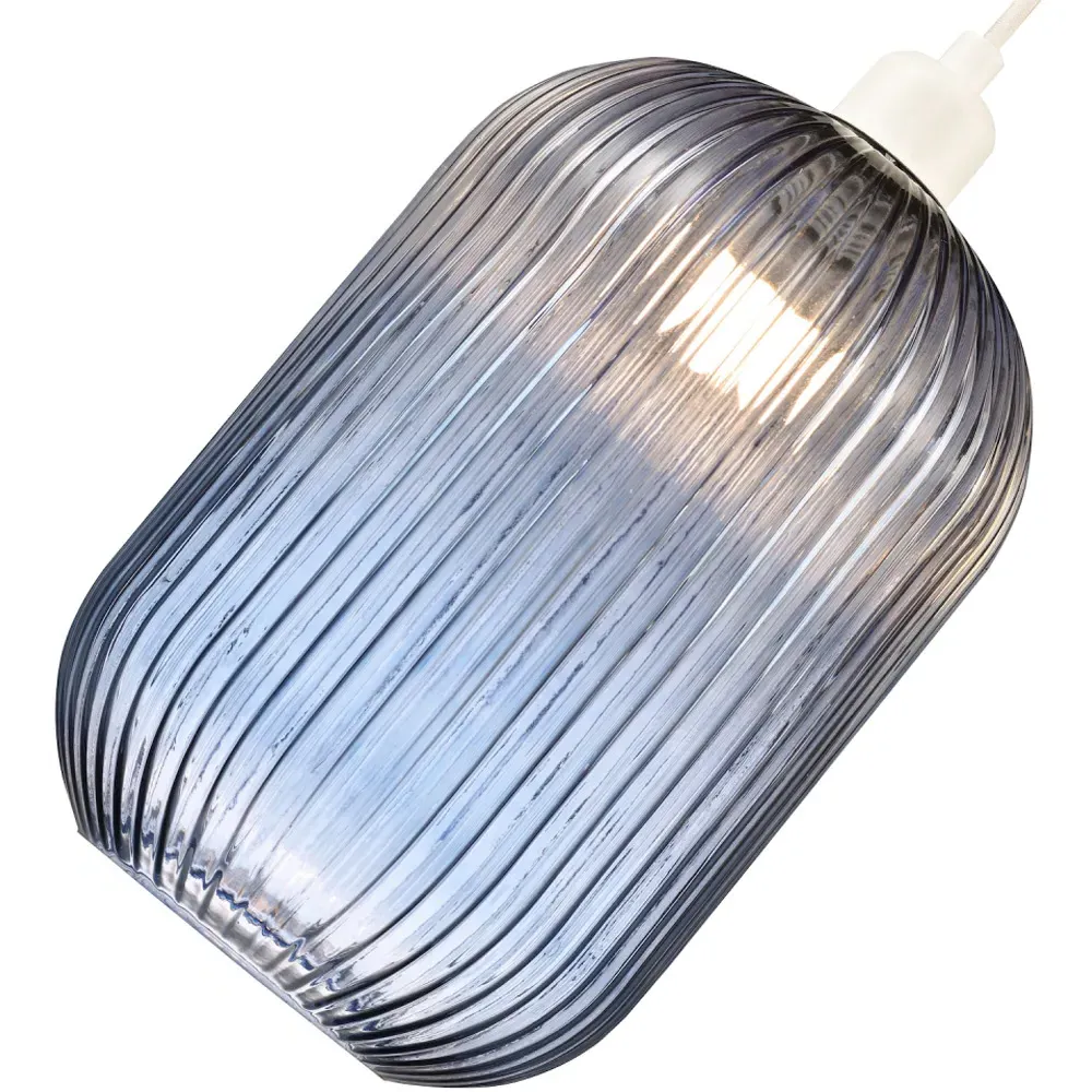 Ribbed Glass Pendant Shade - Navy Blue