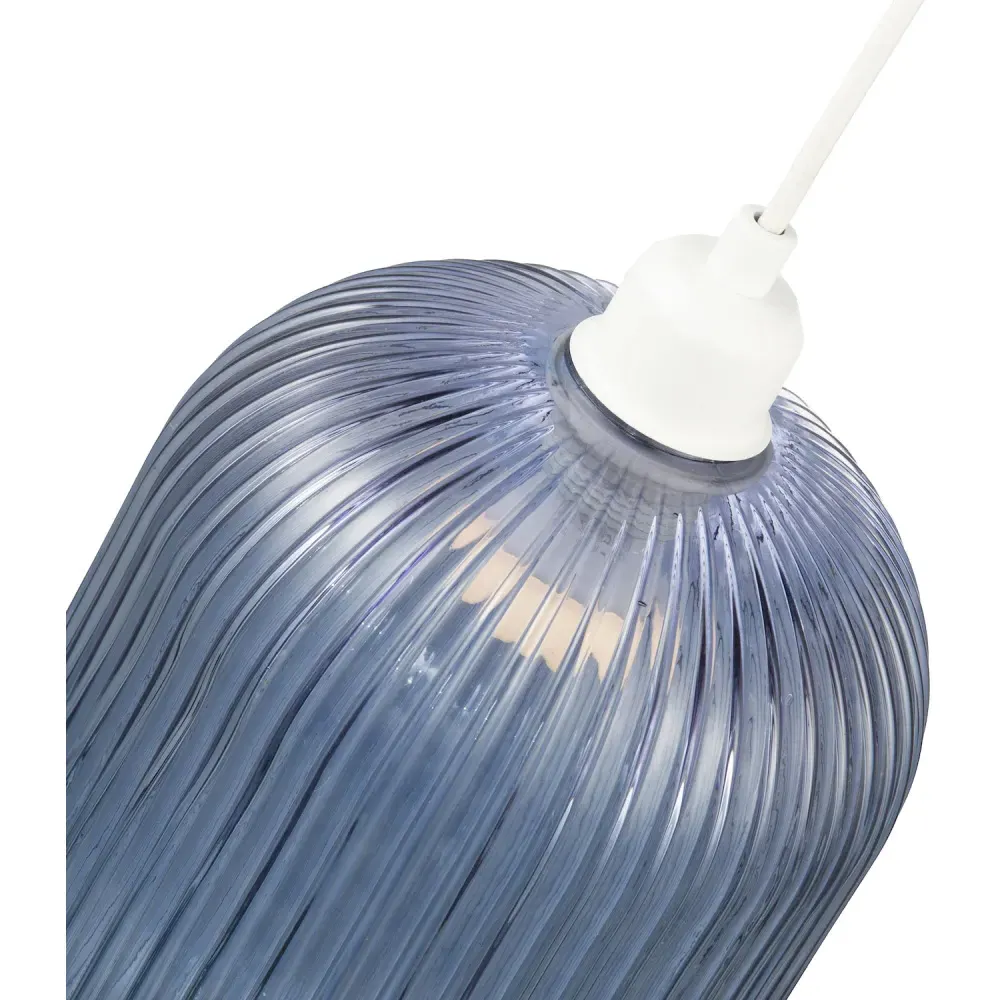 Ribbed Glass Pendant Shade - Navy Blue