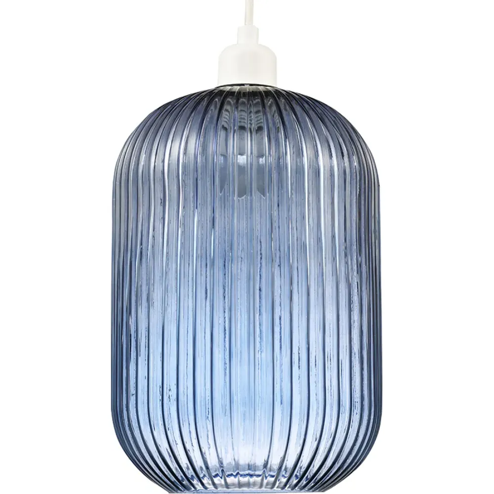 Ribbed Glass Pendant Shade - Navy Blue image