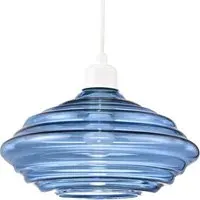 Ribbed Honeycomb Glass Pendant Light Shade - Blue