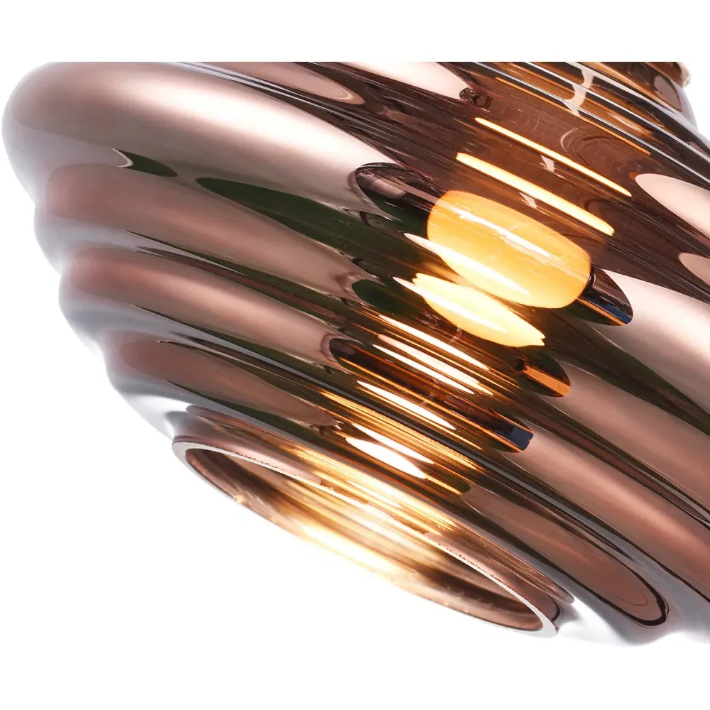Ribbed Honeycomb Glass Pendant Light Shade - Copper