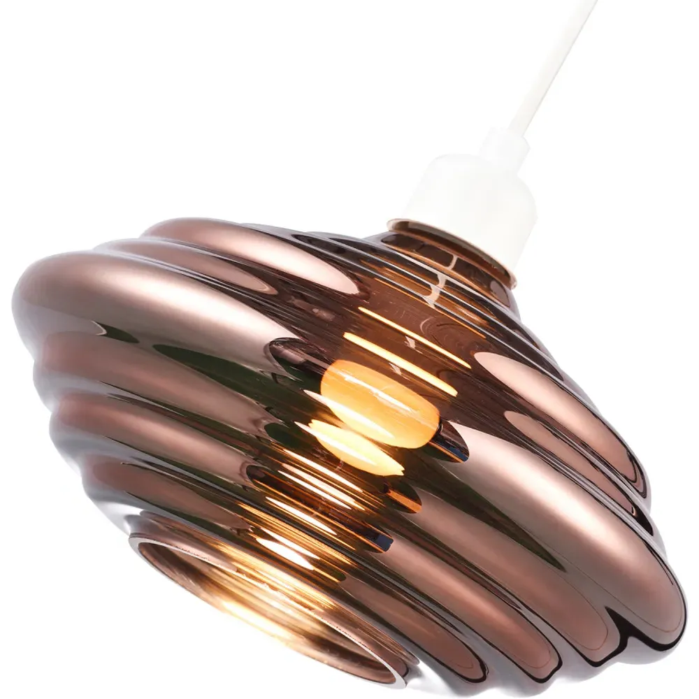 Ribbed Honeycomb Glass Pendant Light Shade - Copper