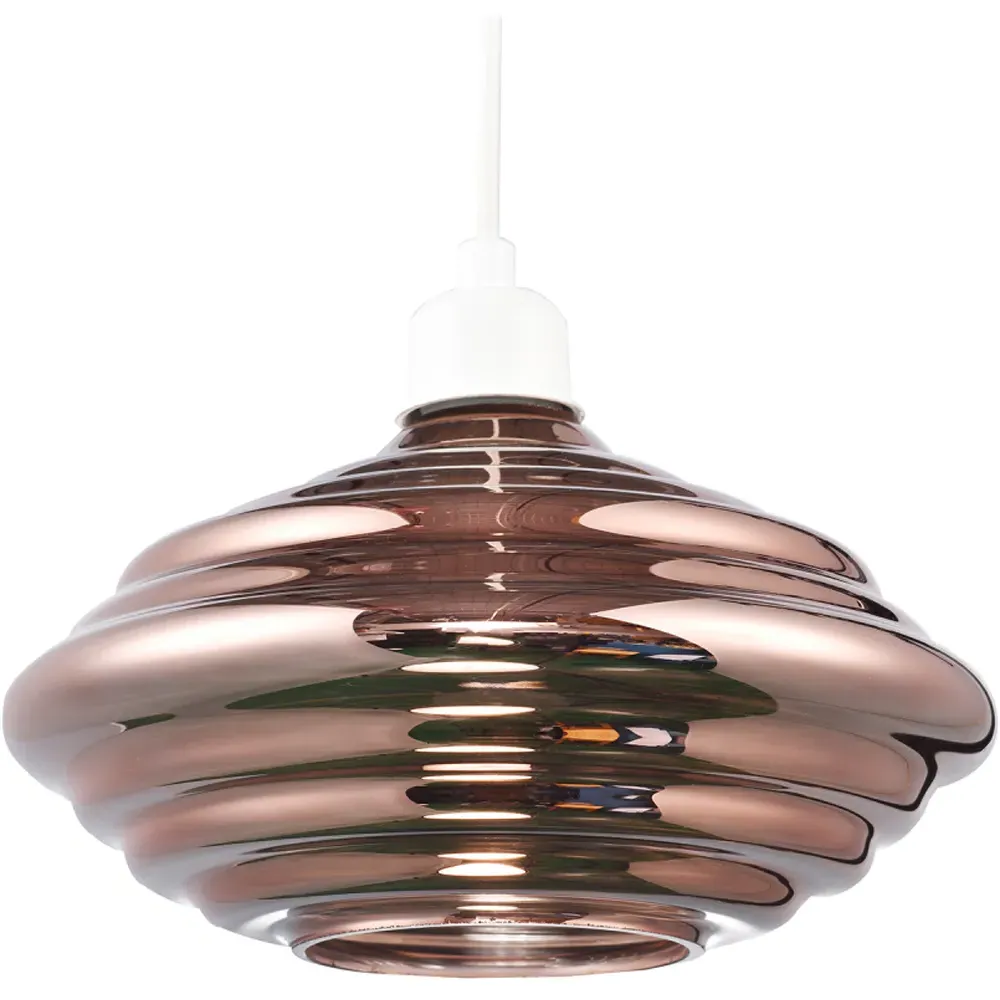 Ribbed Honeycomb Glass Pendant Light Shade - Copper