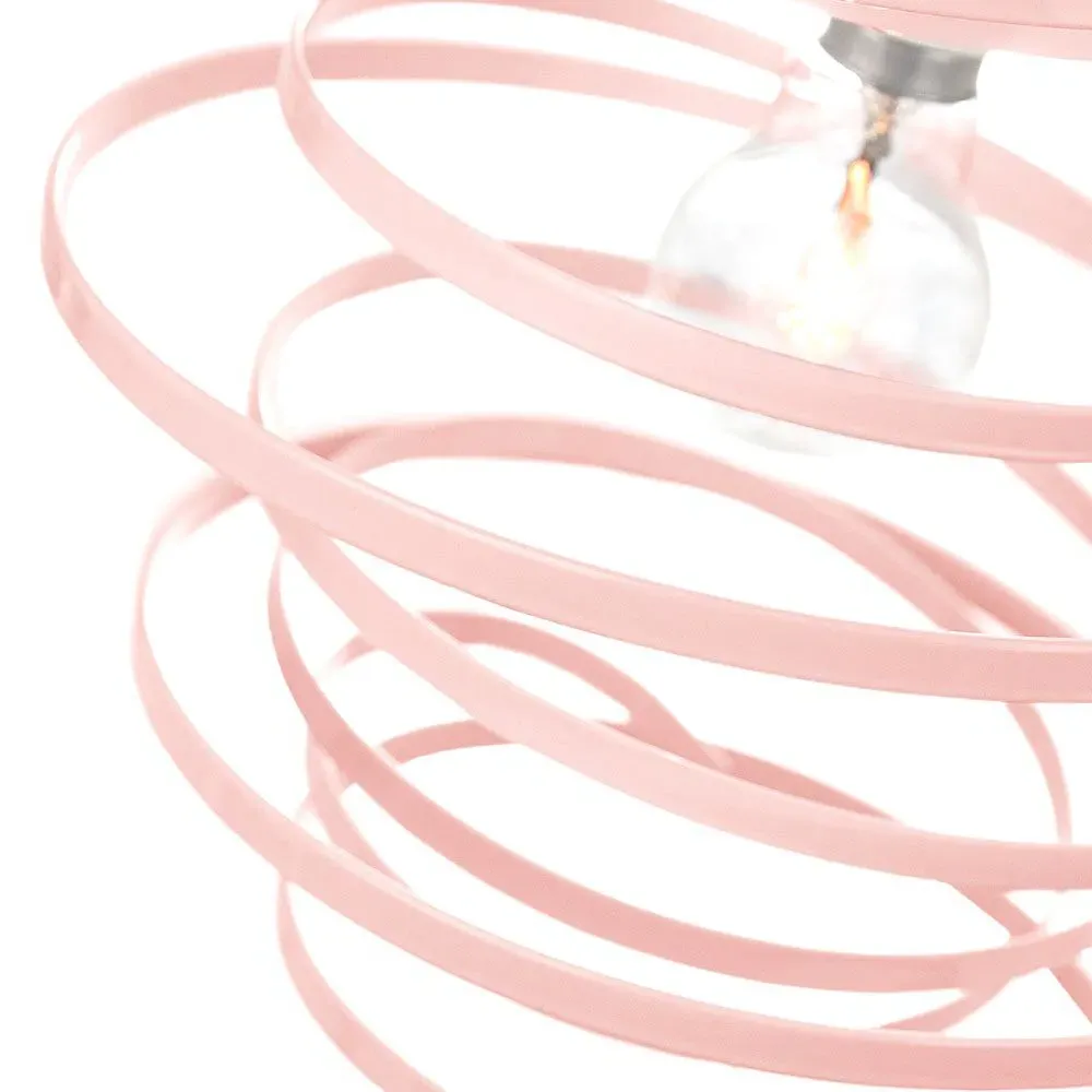 Ribbon Swirl Ceiling Light Pendant - Pink, Metal