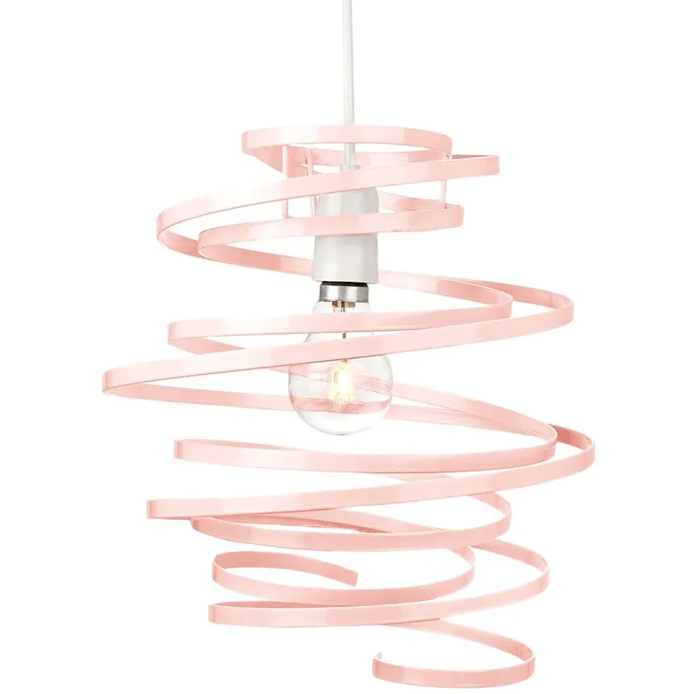 Ribbon Swirl Ceiling Light Pendant - Pink, Metal