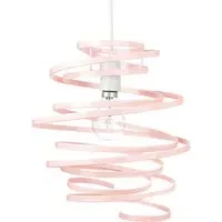 Ribbon Swirl Ceiling Light Pendant - Pink, Metal