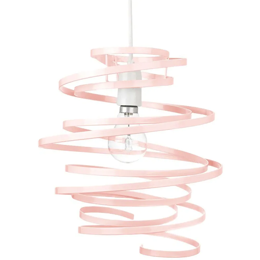 Ribbon Swirl Ceiling Light Pendant - Pink, Metal image