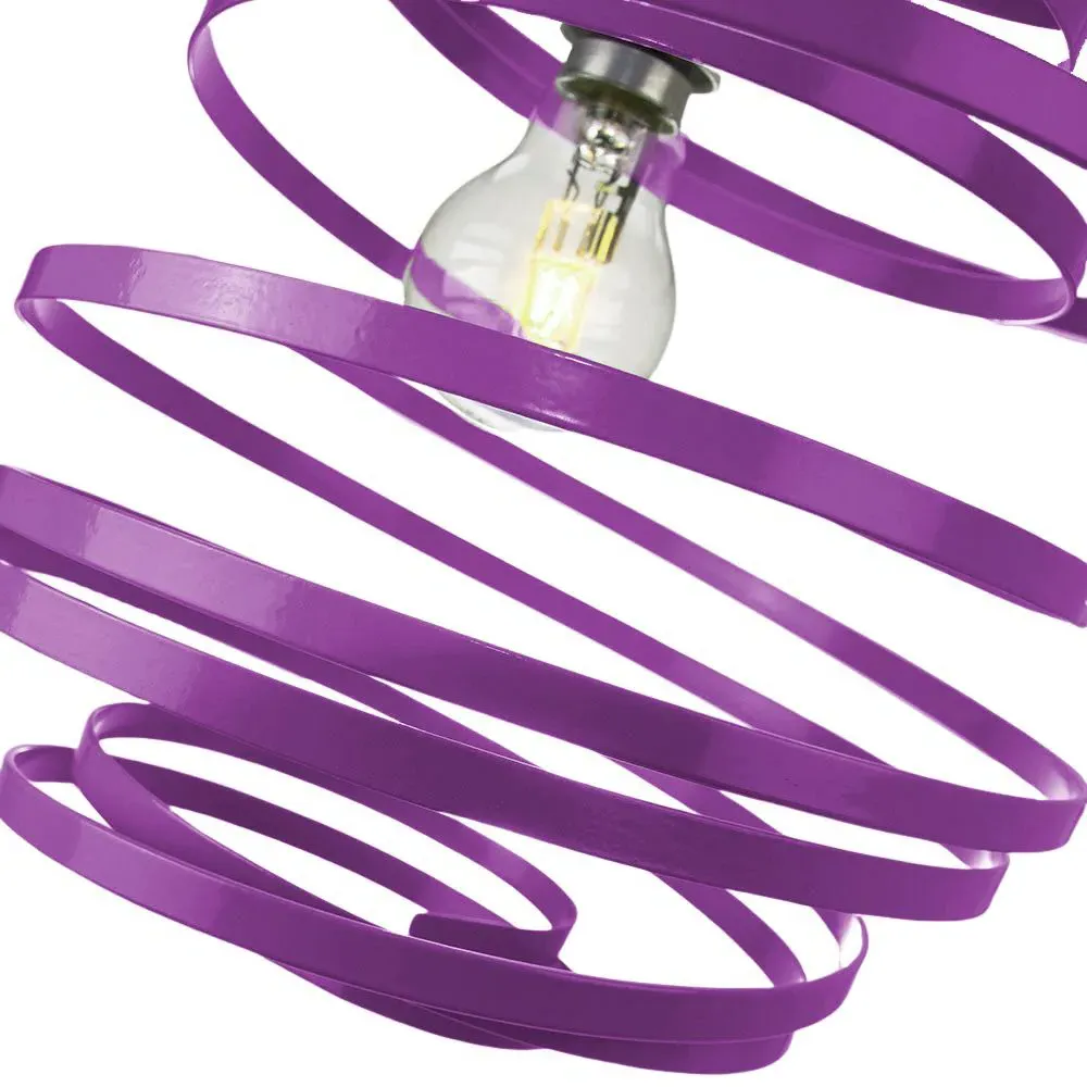 Ribbon Swirl Ceiling Light Pendant - Purple, Metal