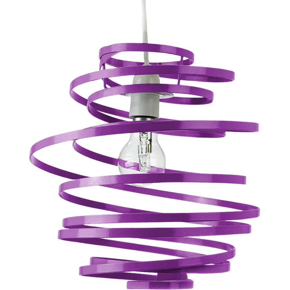 Ribbon Swirl Ceiling Light Pendant - Purple, Metal