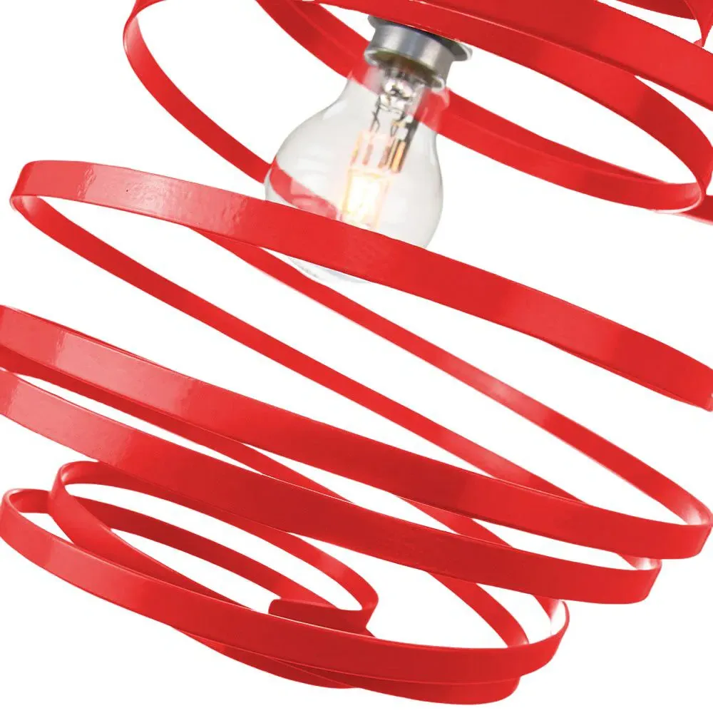 Ribbon Swirl Ceiling Light Pendant - Red, Metal