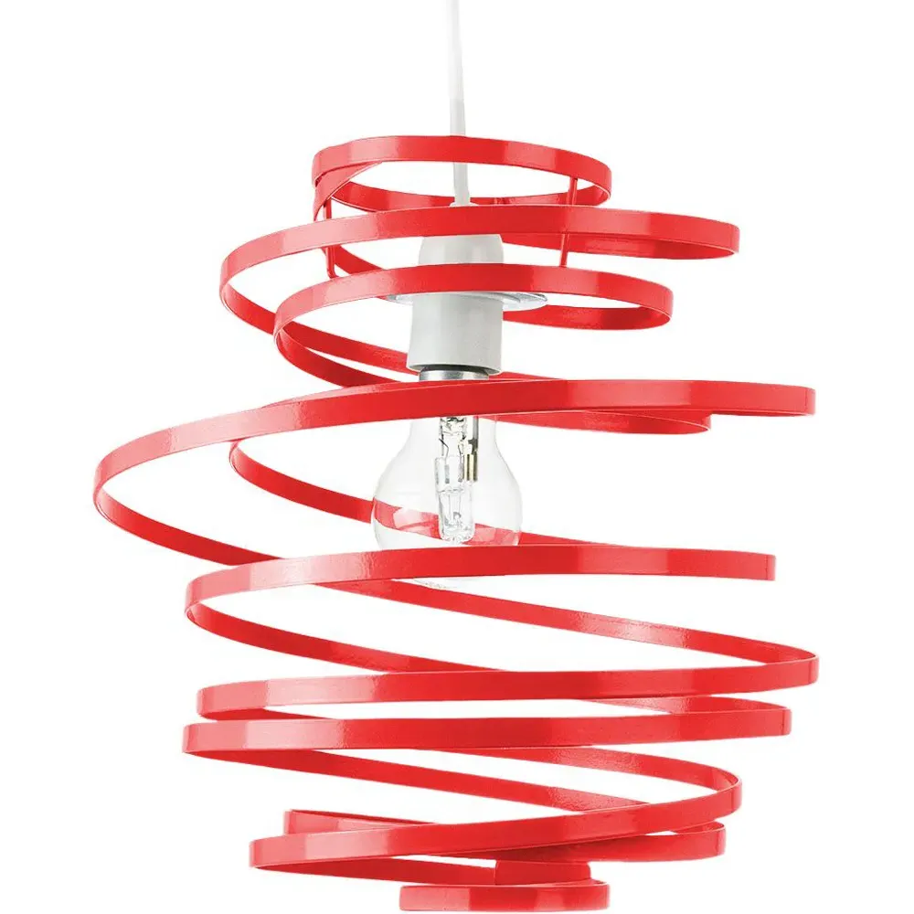 Ribbon Swirl Ceiling Light Pendant - Red, Metal