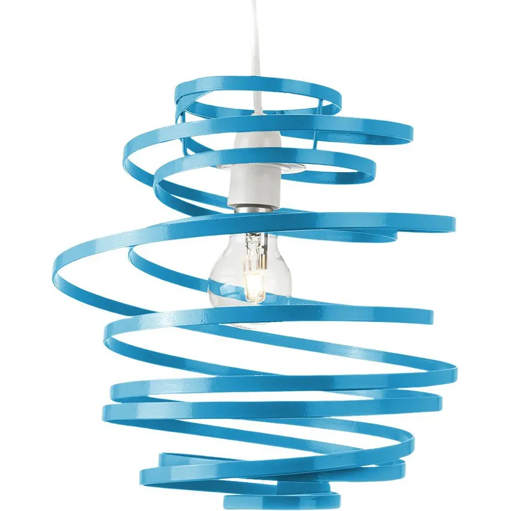 Ribbon Swirl Ceiling Light Pendant - Teal, Metal