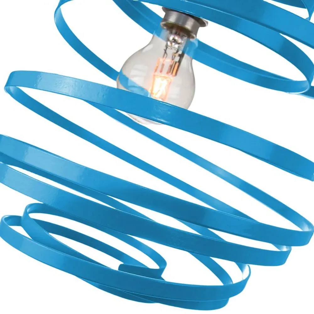 Ribbon Swirl Ceiling Light Pendant - Teal, Metal