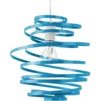Ribbon Swirl Ceiling Light Pendant - Teal, Metal