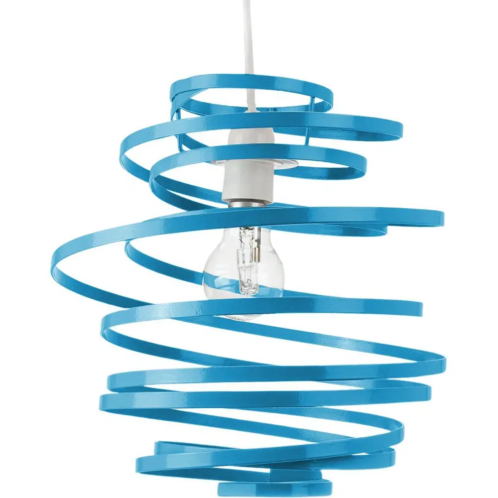 Ribbon Swirl Ceiling Light Pendant - Teal, Metal