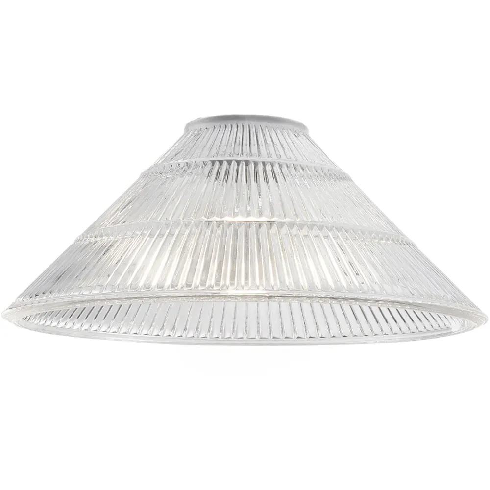 Ridged Cone Glass Pendant Shade - Clear