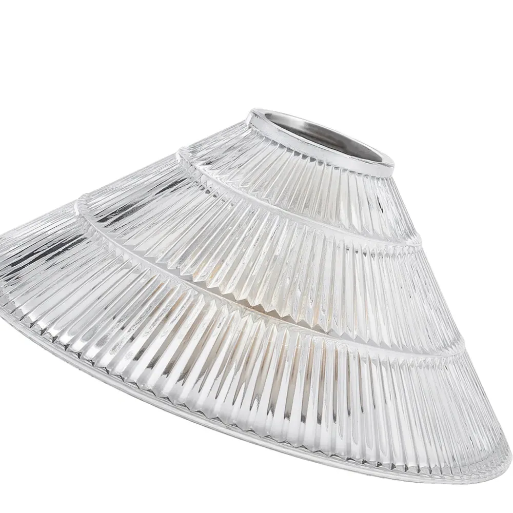 Ridged Cone Glass Pendant Shade - Clear