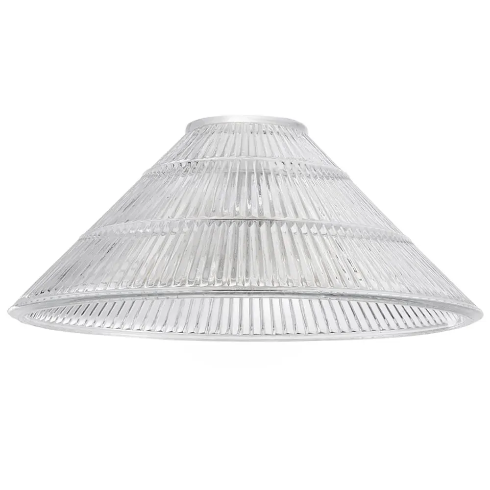 Ridged Cone Glass Pendant Shade - Clear