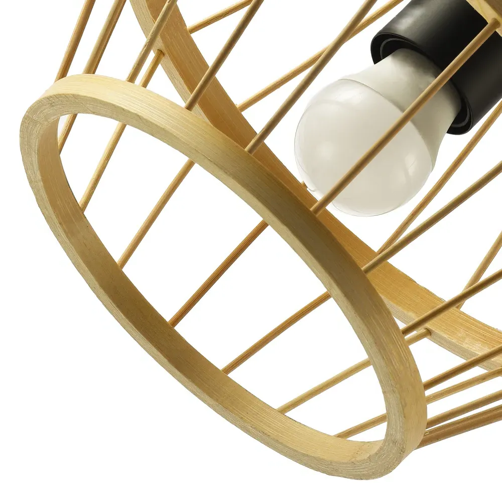 Round Ceiling Light - Black, Bamboo