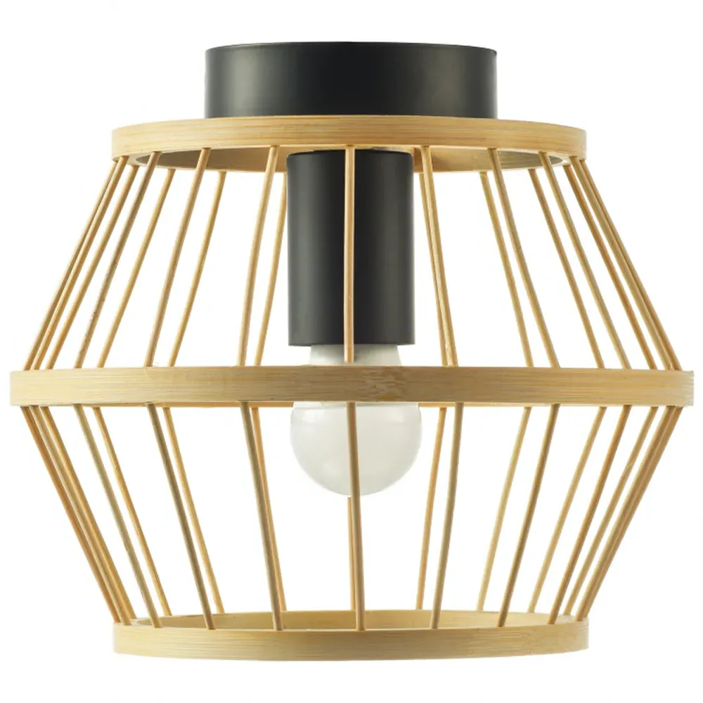 Round Ceiling Light - Black, Bamboo image