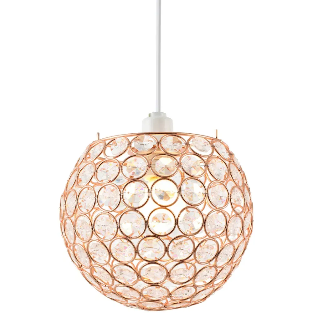 Round Globe Pendant Shade with Acrylic Beads - Copper